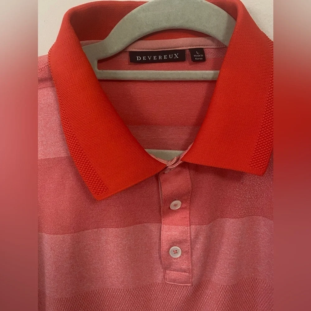 Devereux Striped Polo Golf Shirt Mens Large.in Excellent Condition